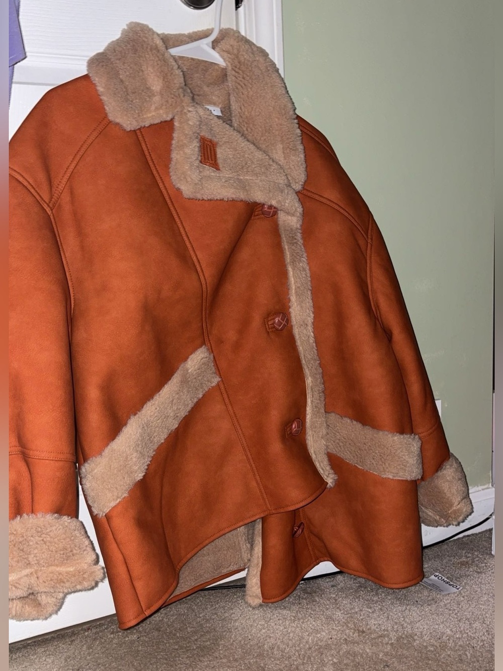Medium Topshop faux shearling super oversized coat - Picture 5 of 6